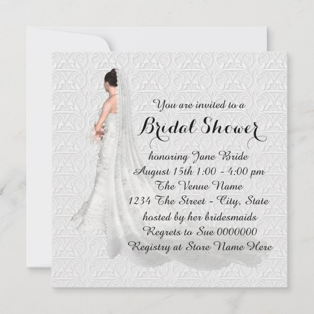 White Bridal Shower Invitation (Front)