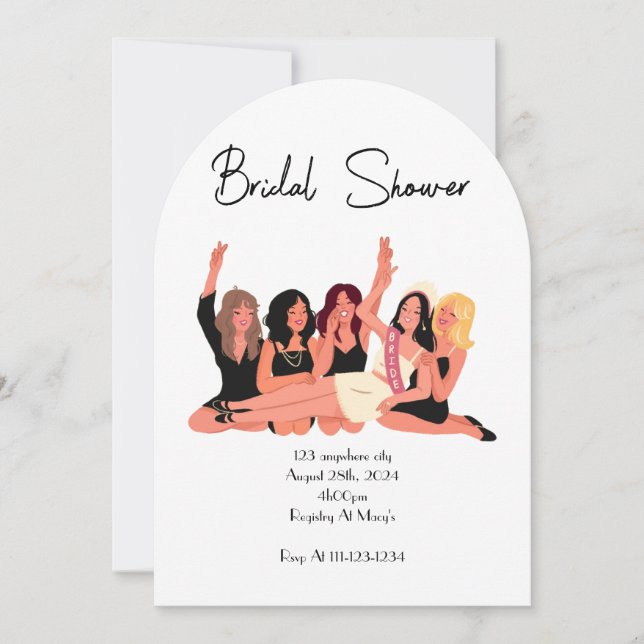 white bridal shower invitations (Front)