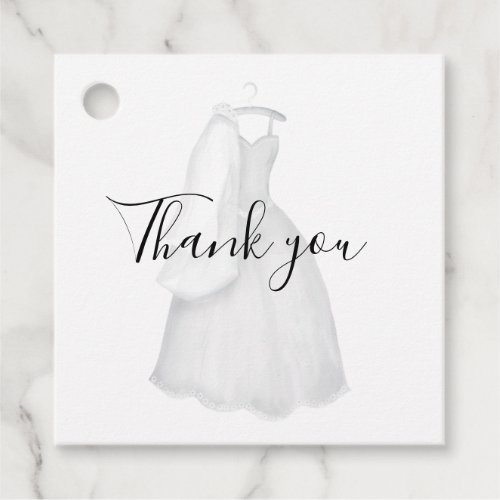 White Bridal Shower Thank You Favor Wedding Dress Favor Tags