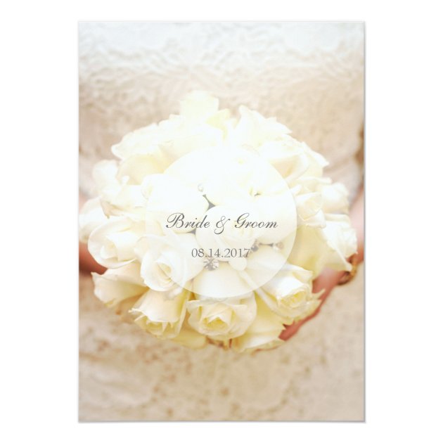 White Bridal Wedding Flower Bouquet Directions Card