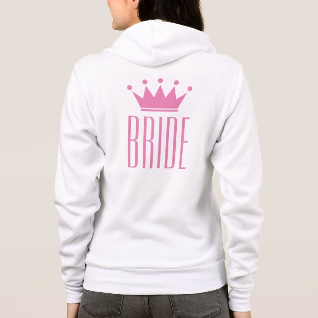 White bride hoodie with pink crown design (Back)
