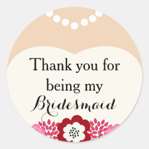 White Bridesmaid Wedding Thank You Stickers