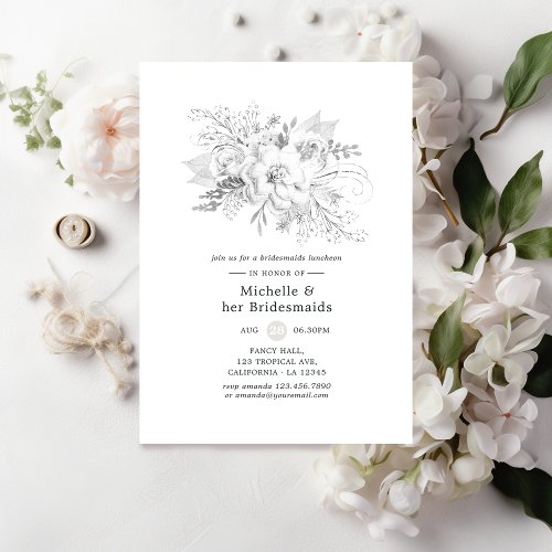 White Bridesmaids Luncheon Invitation