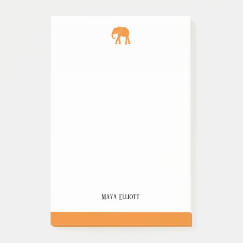 White  Bright Orange Elephant  Border Name Post_it Notes