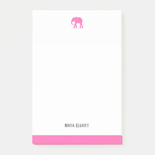 White & Bright Pink Elephant & Border, Name Post-it Notes