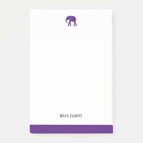 White  Bright Purple Elephant  Border Name Post_it Notes