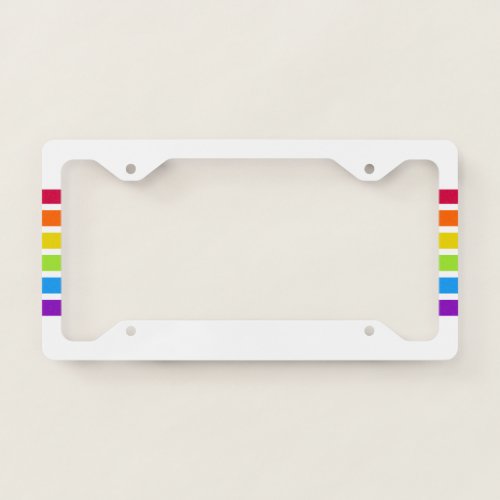 White Bright Rainbow Stripe License Plate Frame