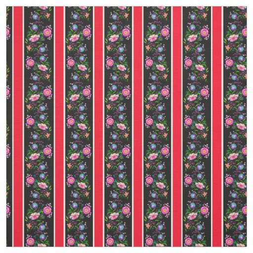 White, bright red/folk flowers/stripe(2)black fabric