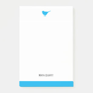White & Bright Sky Blue Bird w/ Border, Name Post-it Notes