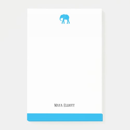 White  Bright Sky Blue Elephant  Border Name Post_it Notes