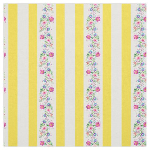 White, bright yellow/folk flowers/stripe/white fabric
