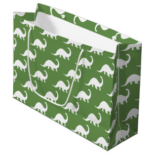 White Brontosaurus Dinosaurs Print Large Gift Bag