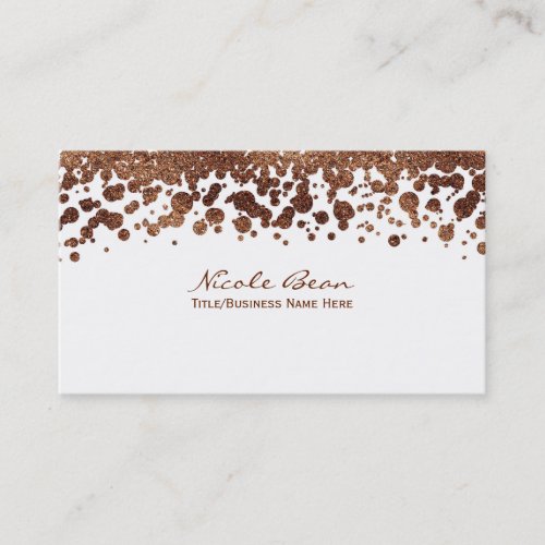 White  Bronze Confetti Dots Glamour Shimmer Business Card