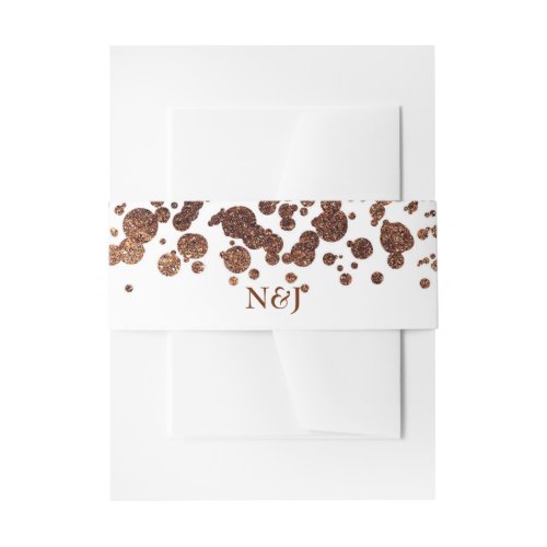 White  Bronze Confetti Dots Glamour Shimmer Invitation Belly Band