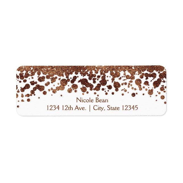 White & Bronze Confetti Dots Glamour Shimmer Label (Front)