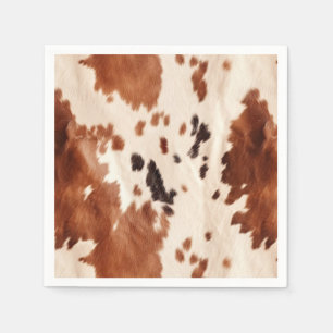 White Brown Cowhide Animal Print Napkins