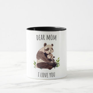 White Brown Cute Panda Dear Mom Mug