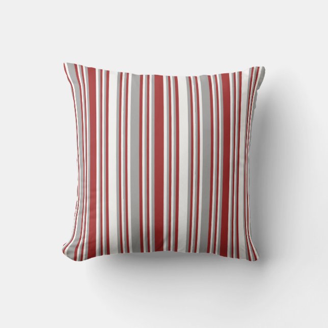 White, Brown & Dark Grey Colored Lines Pillow (Front)