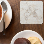 White Brown Marble Beverage Coaster<br><div class="desc">This coaster features a modern white marble texture with orange and brown veins.</div>