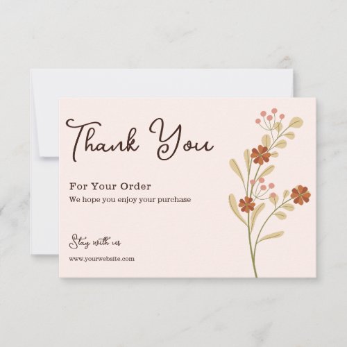 White Brown Modern Thank You For Your Order Card