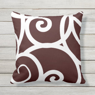 white + brown outdoor or indoor abstract pattern throw pillow