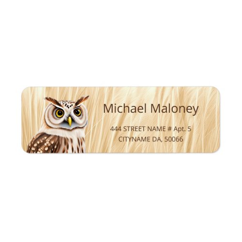 White Brown Owl AI Painted Style Label