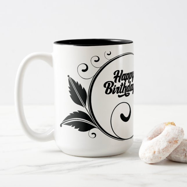 White brown shell Two-Tone coffee mug (With Donut)