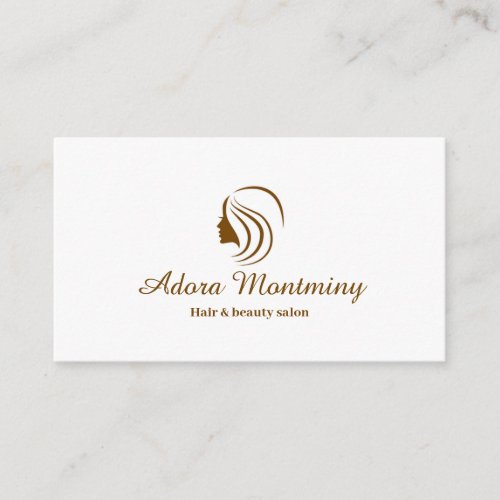 White Brown Simple Minimal Hair  Beauty Salon Business Card