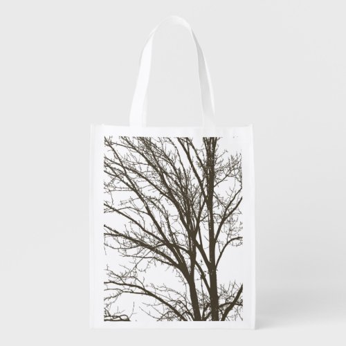 White Brown Tree Branches Grocery Bag