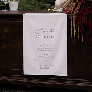 White & Brown Wedding Signature Cocktails Sign