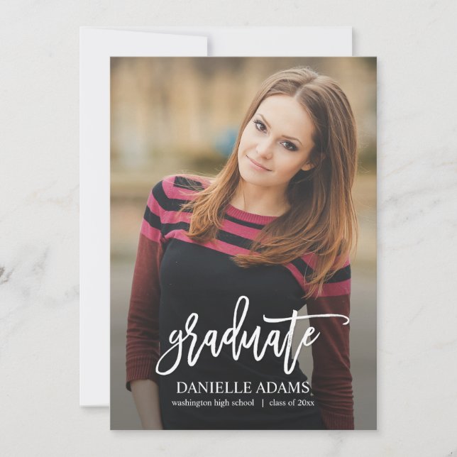 White Brush EDITABLE COLOR Graduation Announcement (Front)
