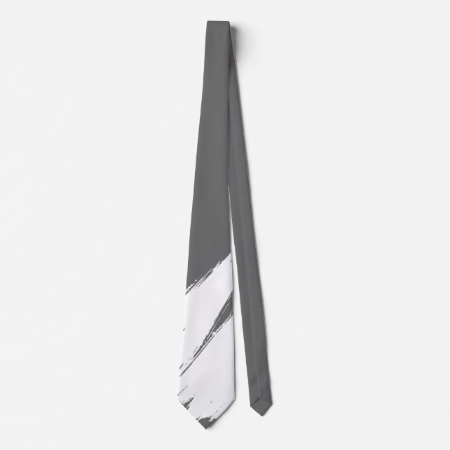 White Brush Modern Dim Gray Background Neck Tie (Front)