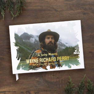 White Brush Stroke Photo In Loving Memory Memorial Foil Guest Book