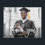 white brush thank you graduation card<br><div class="desc">This design features a custom photo and rustic white brush lettering. Feel free to change the image and thank you message at the back.</div>