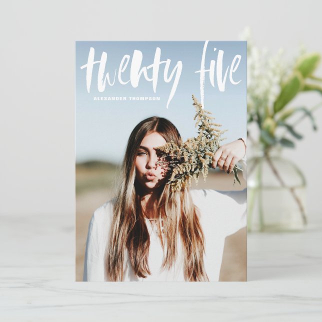 White Brush Typography 2024 Photo Graduation Invitation (Standing Front)