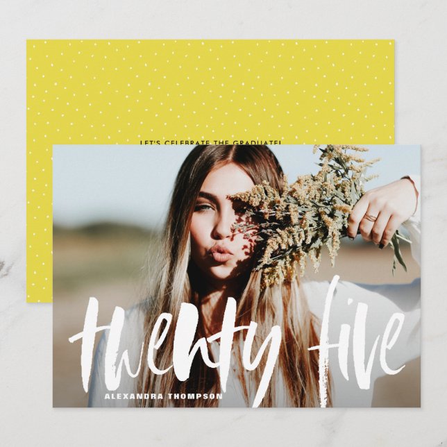 White Brush Typography Graduation Invitation II (Front/Back)