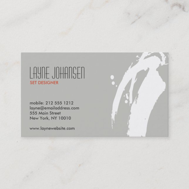 WHITE BRUSHSTROKE BUSINESS CARD (Front)