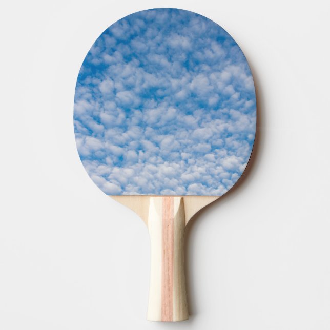 White Bubble Clouds in Blue Sky Nature Photography Ping Pong Paddle (Front)