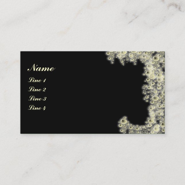 White Bubbles Pattern On Black Business Card (Front)