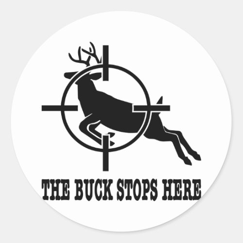 White Buck Stops Here Deer Scope Classic Round Sticker