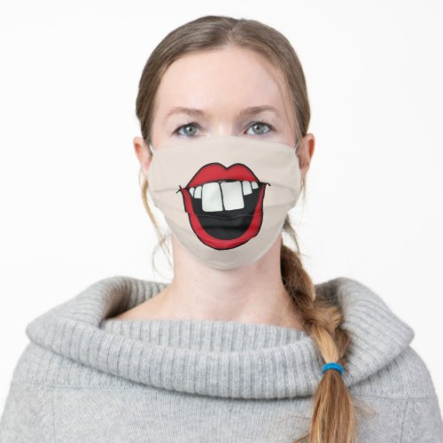 white buck teeth mouth adult cloth face mask