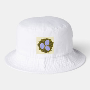 White Bucket Hat with Nest Design