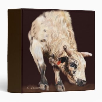 White Bucking Rodeo Bull 3 Ring Binder by PaintedDreamsDesigns at Zazzle