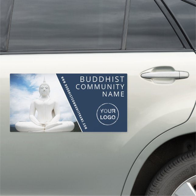 White Buddha Statue, Buddhism, Buddhist Car Magnet (In Situ)