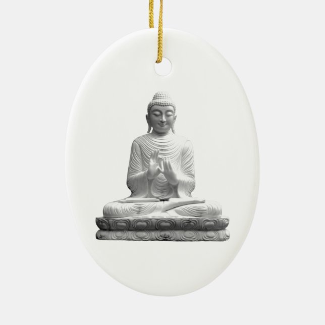 White Buddha Statue Ceramic Ornament (Back)