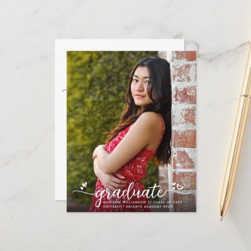 White Budget Photo Graduation Gray Script Invite