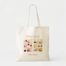 White Budget Tote bag with sweet pies/cupcakes