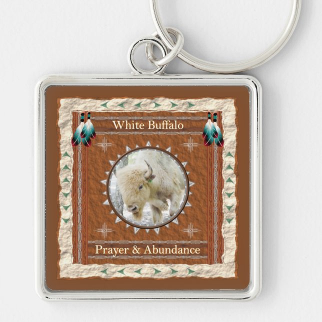 White Buffalo Abundance Energy Keychain (Front)