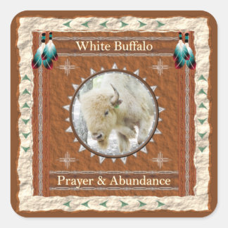 White Buffalo Abundance Energy Square Sticker
