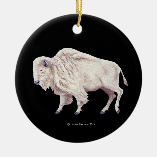White Buffalo Ceramic Ornament (Front)